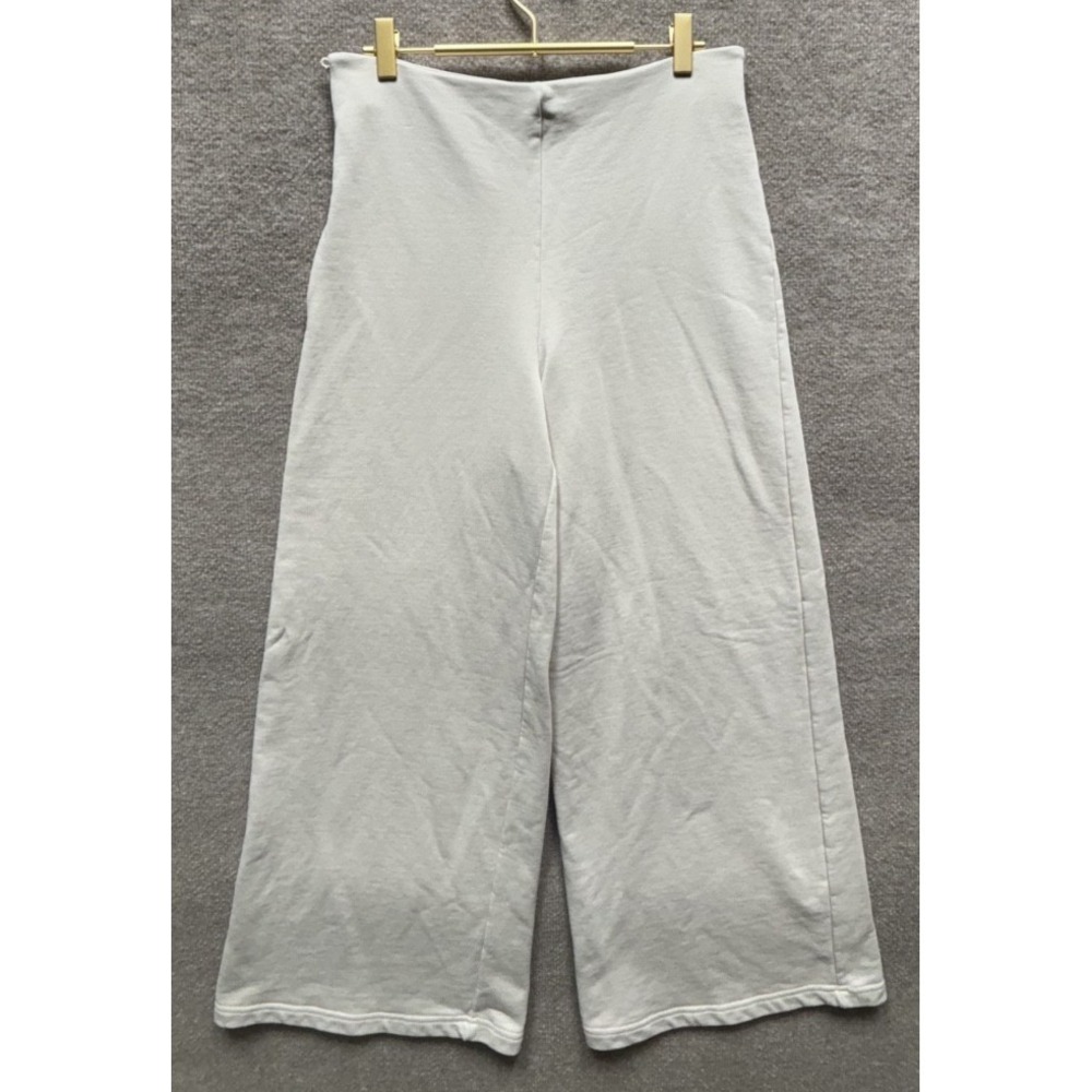 NAP Lounge Super Wide Leg Sweatpants Womens Medium Beige High Rise HR HW EUC Zip